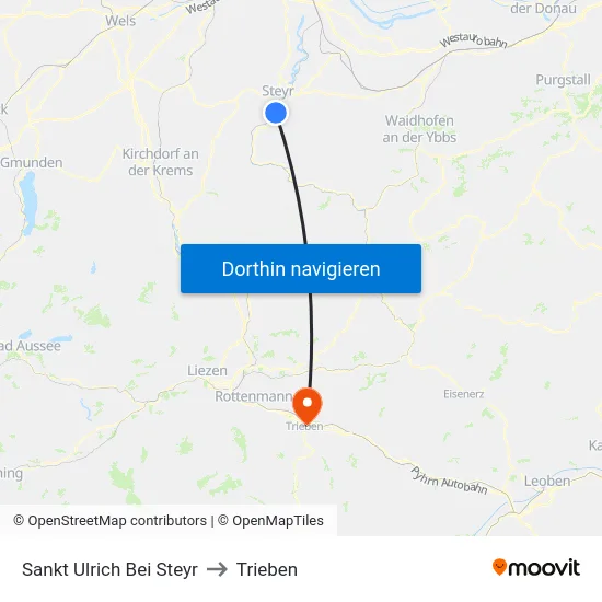 Sankt Ulrich Bei Steyr to Trieben map