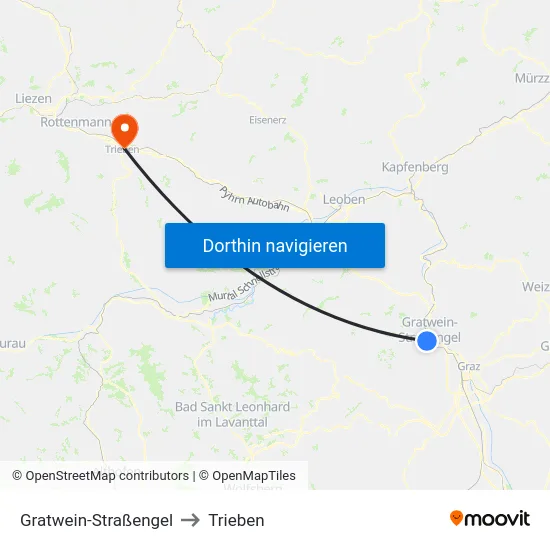 Gratwein-Straßengel to Trieben map