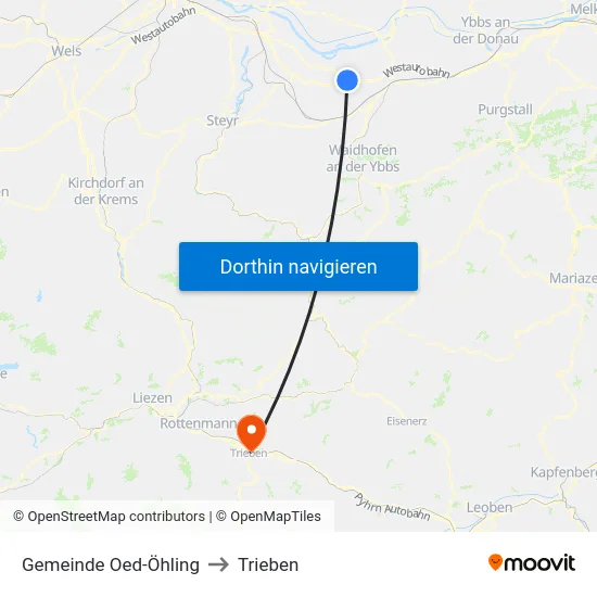 Gemeinde Oed-Öhling to Trieben map