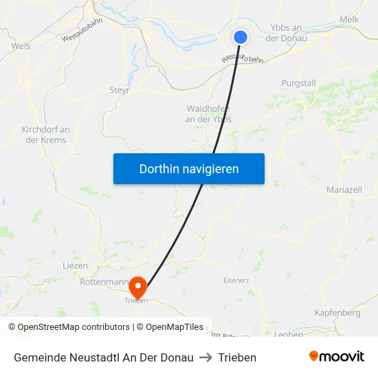 Gemeinde Neustadtl An Der Donau to Trieben map