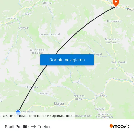 Stadl-Predlitz to Trieben map