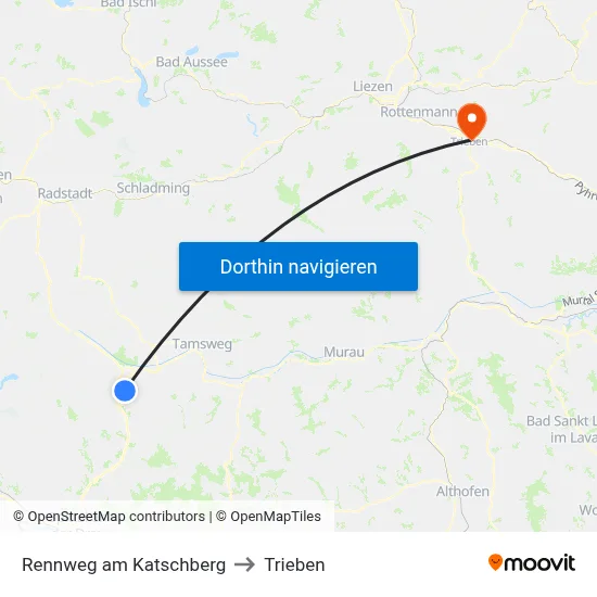 Rennweg am Katschberg to Trieben map