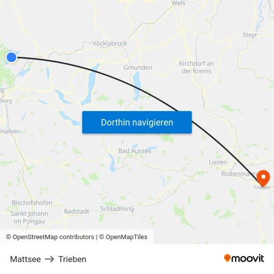 Mattsee to Trieben map