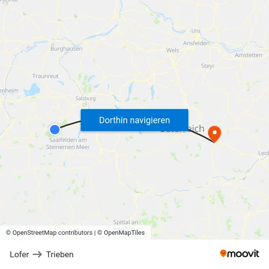 Lofer to Trieben map