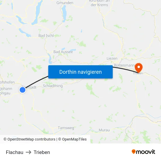 Flachau to Trieben map