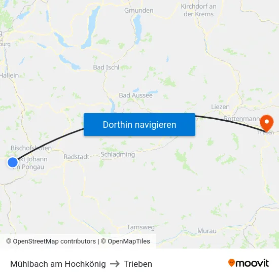 Mühlbach am Hochkönig to Trieben map