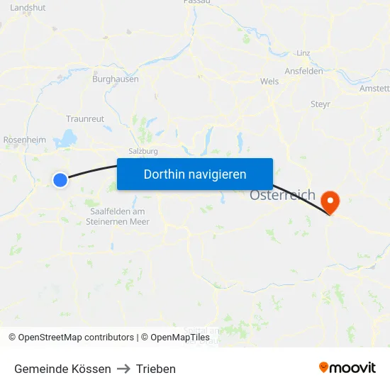 Gemeinde Kössen to Trieben map