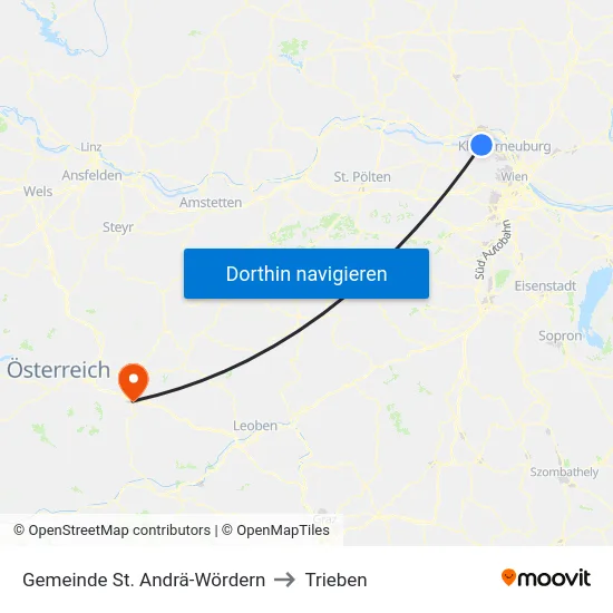 Gemeinde St. Andrä-Wördern to Trieben map
