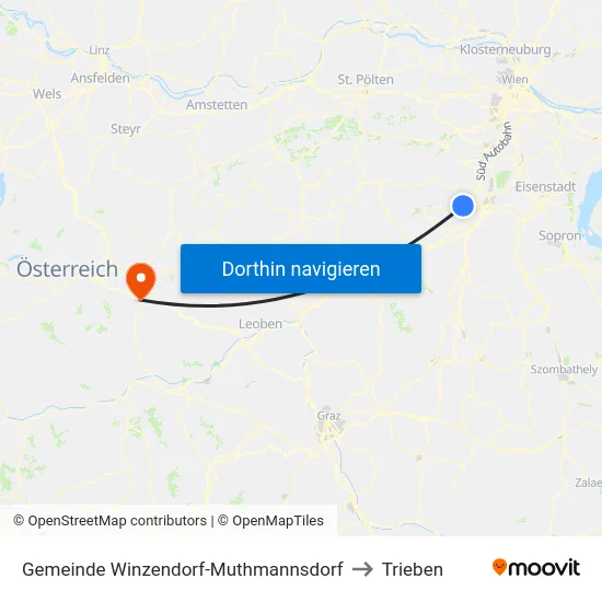Gemeinde Winzendorf-Muthmannsdorf to Trieben map
