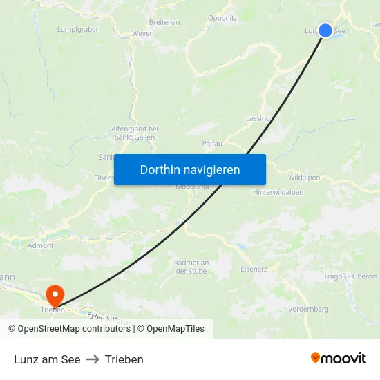 Lunz am See to Trieben map