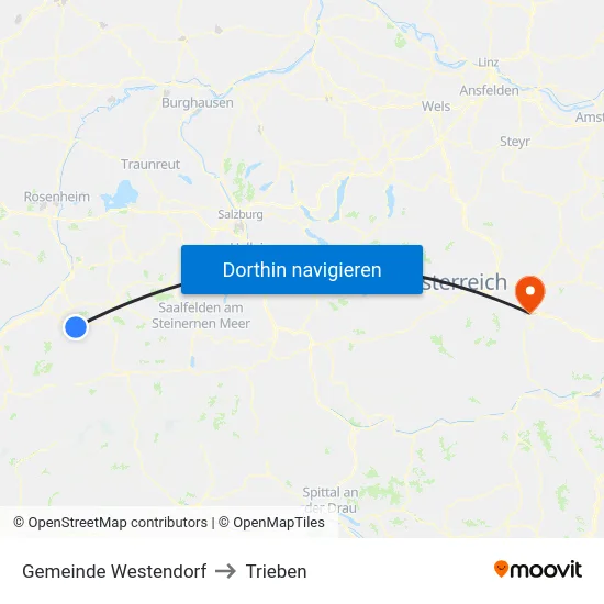 Gemeinde Westendorf to Trieben map