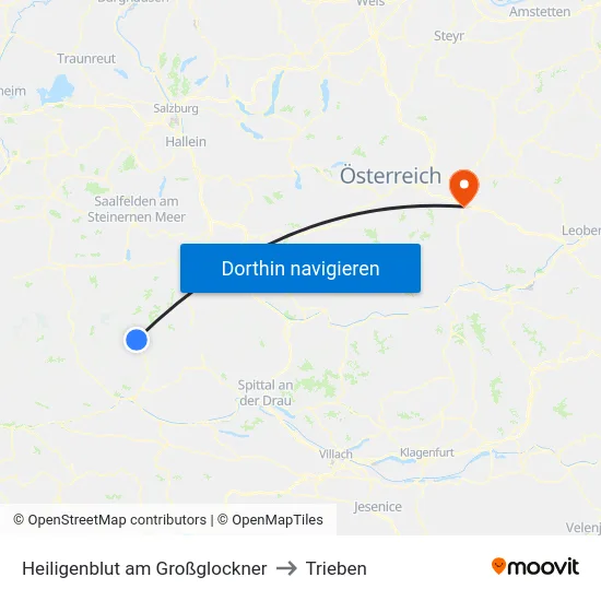 Heiligenblut am Großglockner to Trieben map