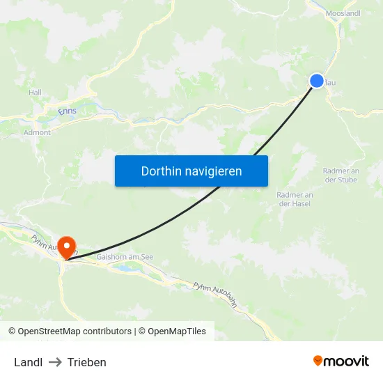 Landl to Trieben map