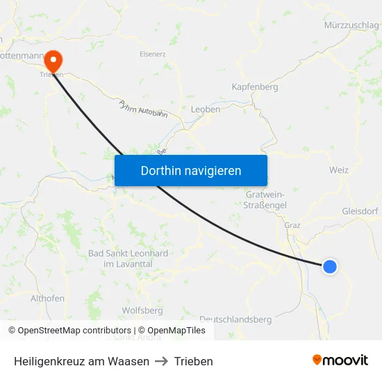Heiligenkreuz am Waasen to Trieben map