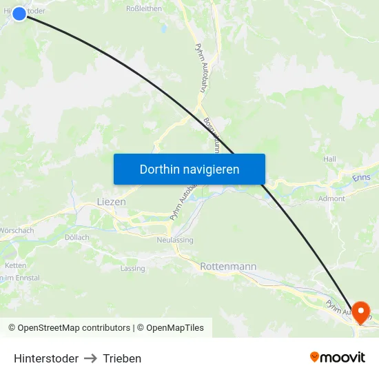 Hinterstoder to Trieben map