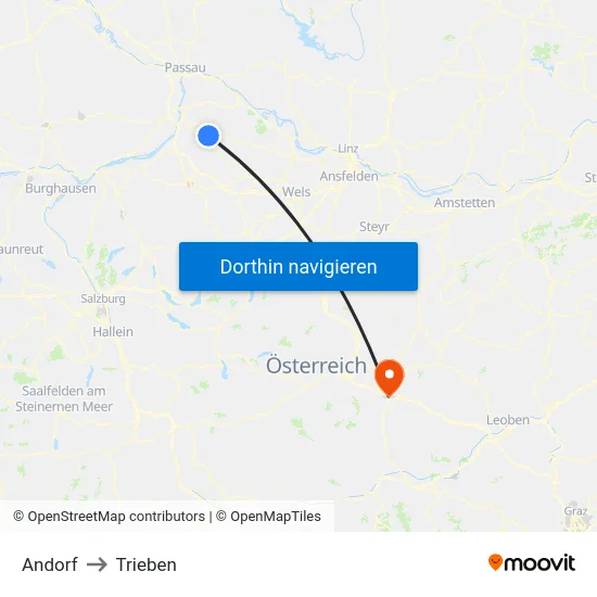 Andorf to Trieben map