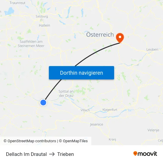 Dellach Im Drautal to Trieben map