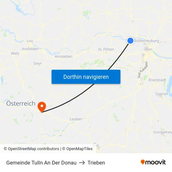 Gemeinde Tulln An Der Donau to Trieben map