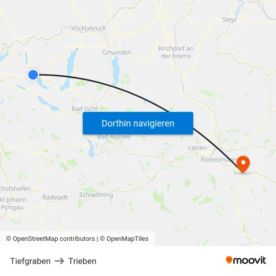 Tiefgraben to Trieben map