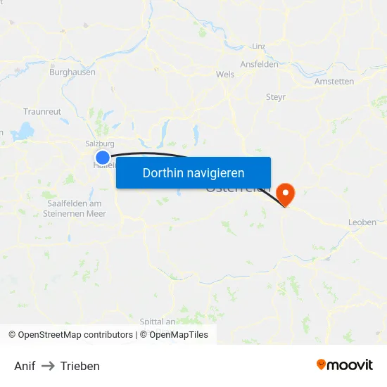 Anif to Trieben map