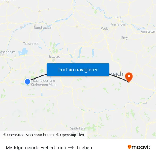 Marktgemeinde Fieberbrunn to Trieben map