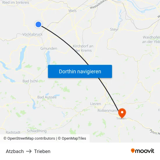 Atzbach to Trieben map