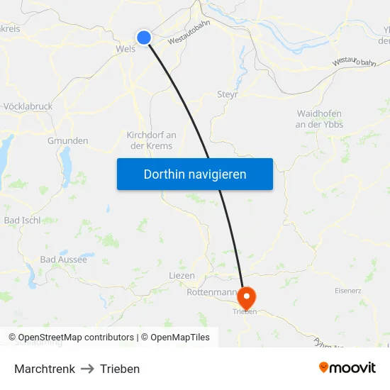 Marchtrenk to Trieben map