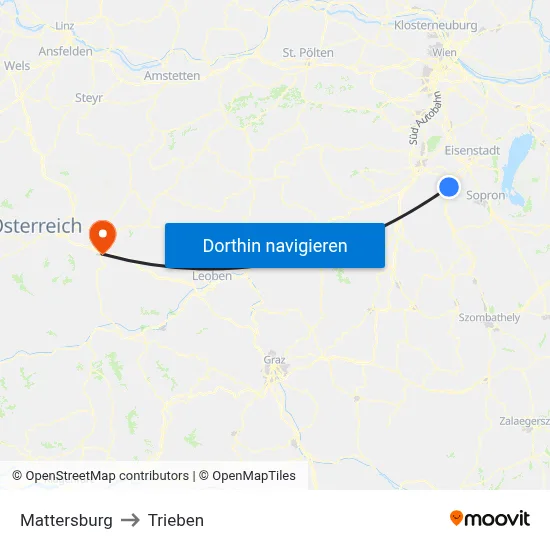 Mattersburg to Trieben map
