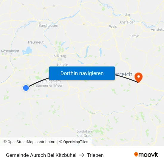 Gemeinde Aurach Bei Kitzbühel to Trieben map
