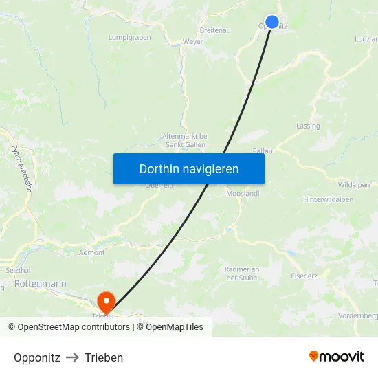 Opponitz to Trieben map