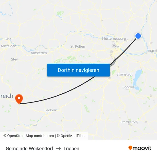 Gemeinde Weikendorf to Trieben map