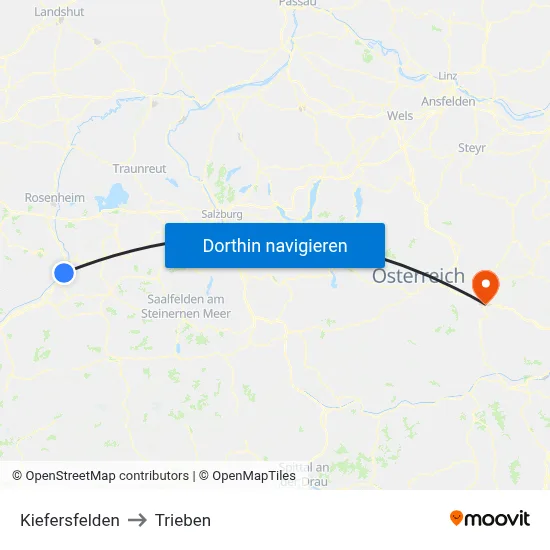 Kiefersfelden to Trieben map