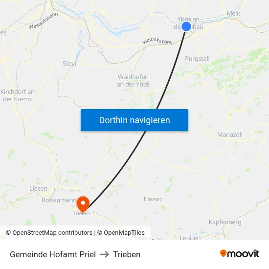 Gemeinde Hofamt Priel to Trieben map