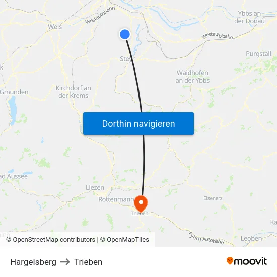 Hargelsberg to Trieben map