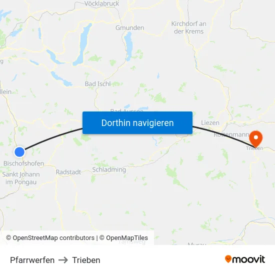 Pfarrwerfen to Trieben map