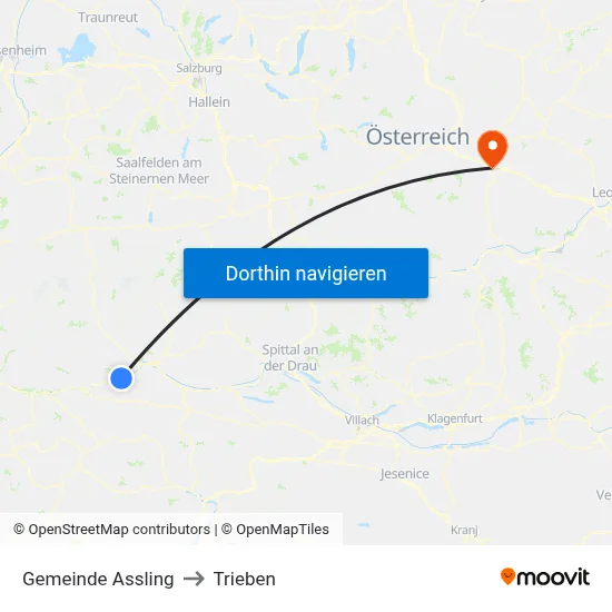 Gemeinde Assling to Trieben map