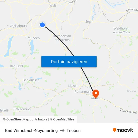 Bad Wimsbach-Neydharting to Trieben map