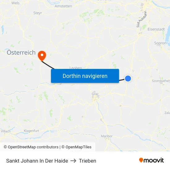 Sankt Johann In Der Haide to Trieben map