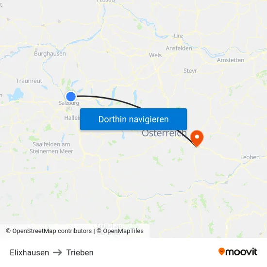 Elixhausen to Trieben map