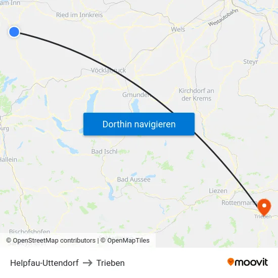 Helpfau-Uttendorf to Trieben map
