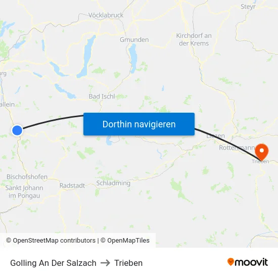 Golling An Der Salzach to Trieben map