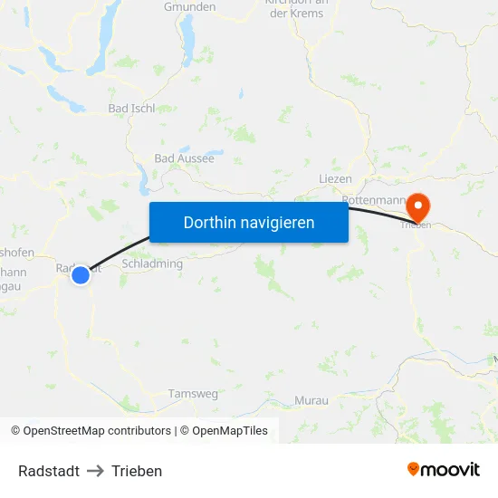 Radstadt to Trieben map