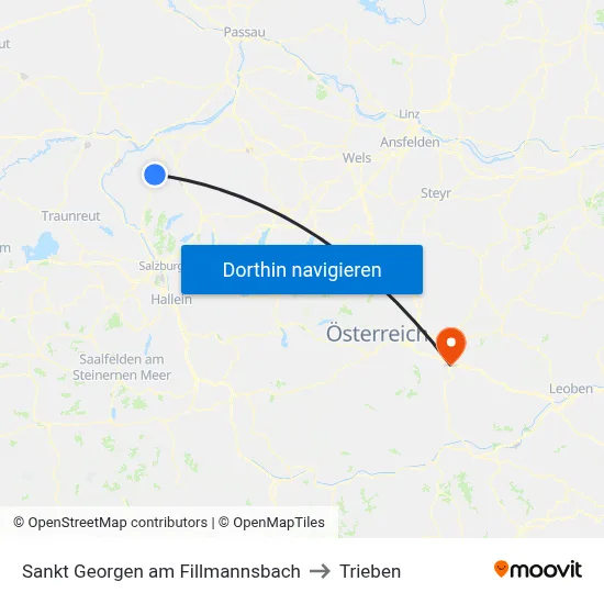 Sankt Georgen am Fillmannsbach to Trieben map