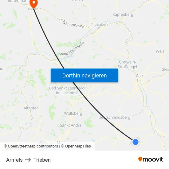 Arnfels to Trieben map