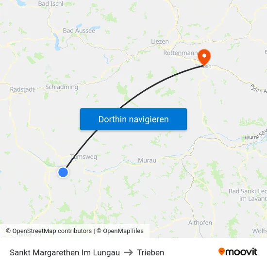 Sankt Margarethen Im Lungau to Trieben map