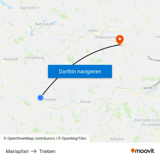 Mariapfarr to Trieben map