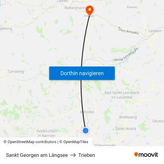 Sankt Georgen am Längsee to Trieben map