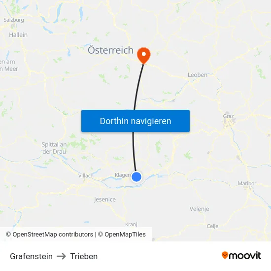 Grafenstein to Trieben map