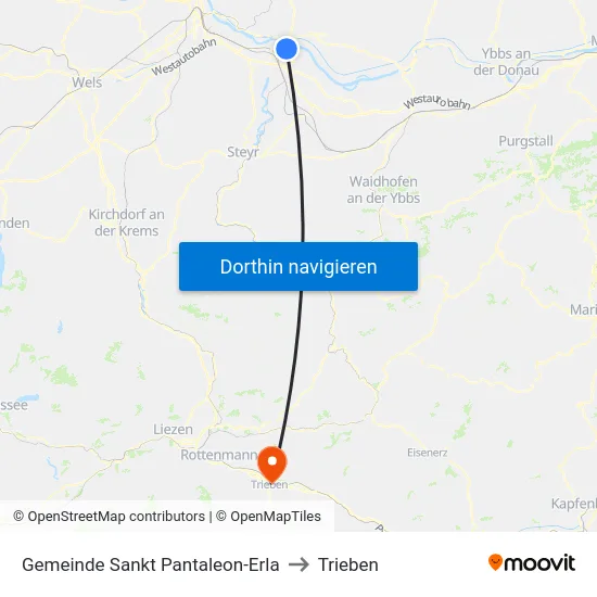 Gemeinde Sankt Pantaleon-Erla to Trieben map