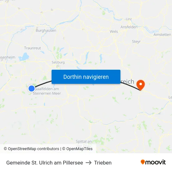 Gemeinde St. Ulrich am Pillersee to Trieben map